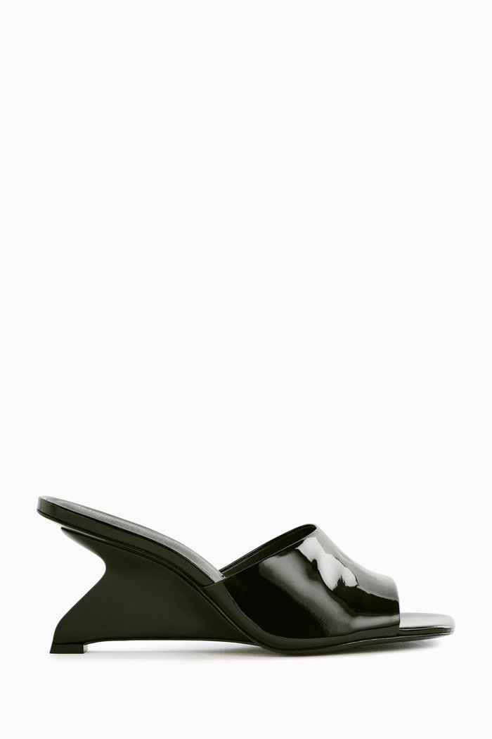 

Enya 75 Wedge Mules in Leather, Black