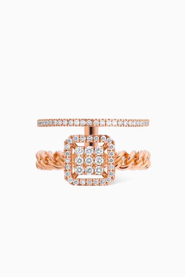 

Quwa Square Diamond Double Ring in 18kt Rose Gold