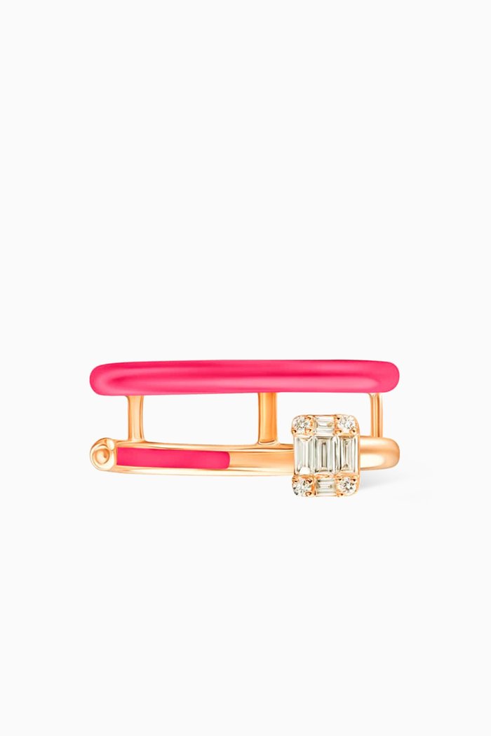 Sukar Diamond & Enamel Statement Ring in 18kt Rose Gold