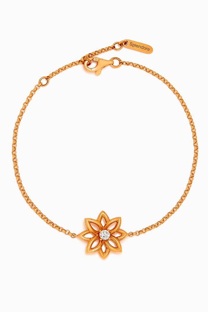

Lotus Rose Diamond Bracelet in 18kt Rose Gold