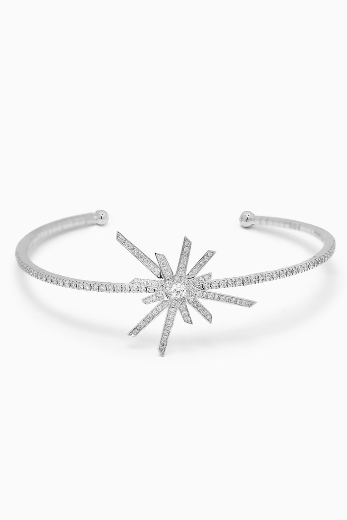Daw Diamond Pavé Open Bangle in 18kt White Gold, Silver