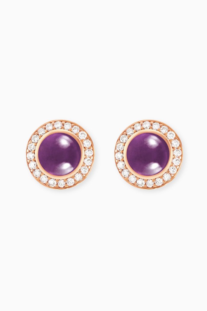 

Noor Diamond & Amethyst Stud Earrings in 18kt Rose Gold