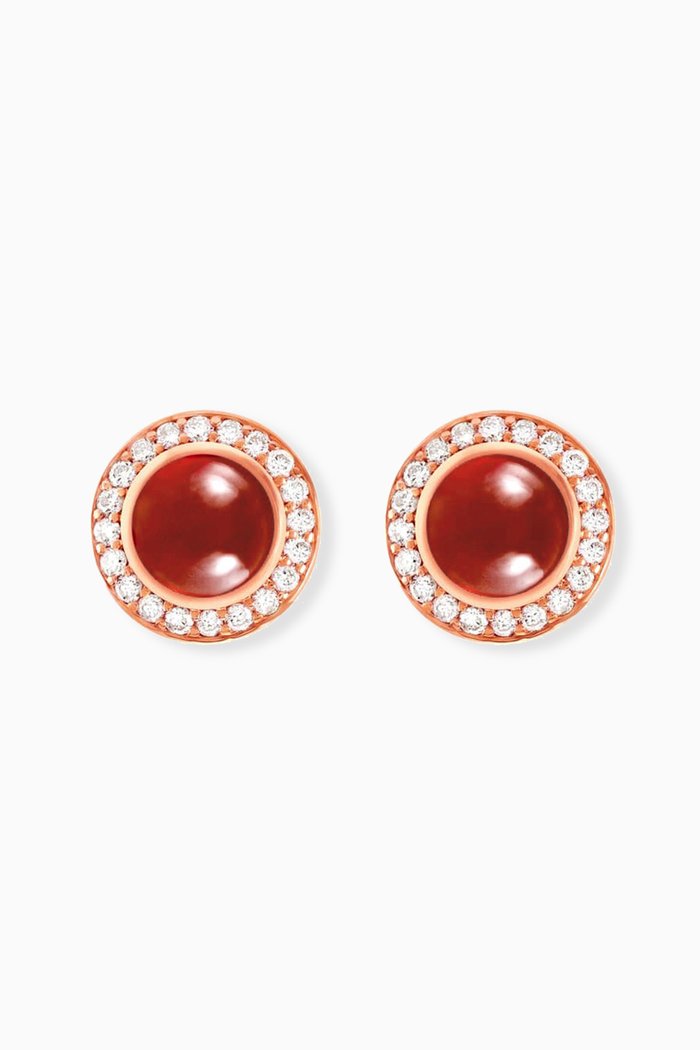 

Noor Diamond & Rhodolite Garnet Stud Earrings in 18kt Rose Gold