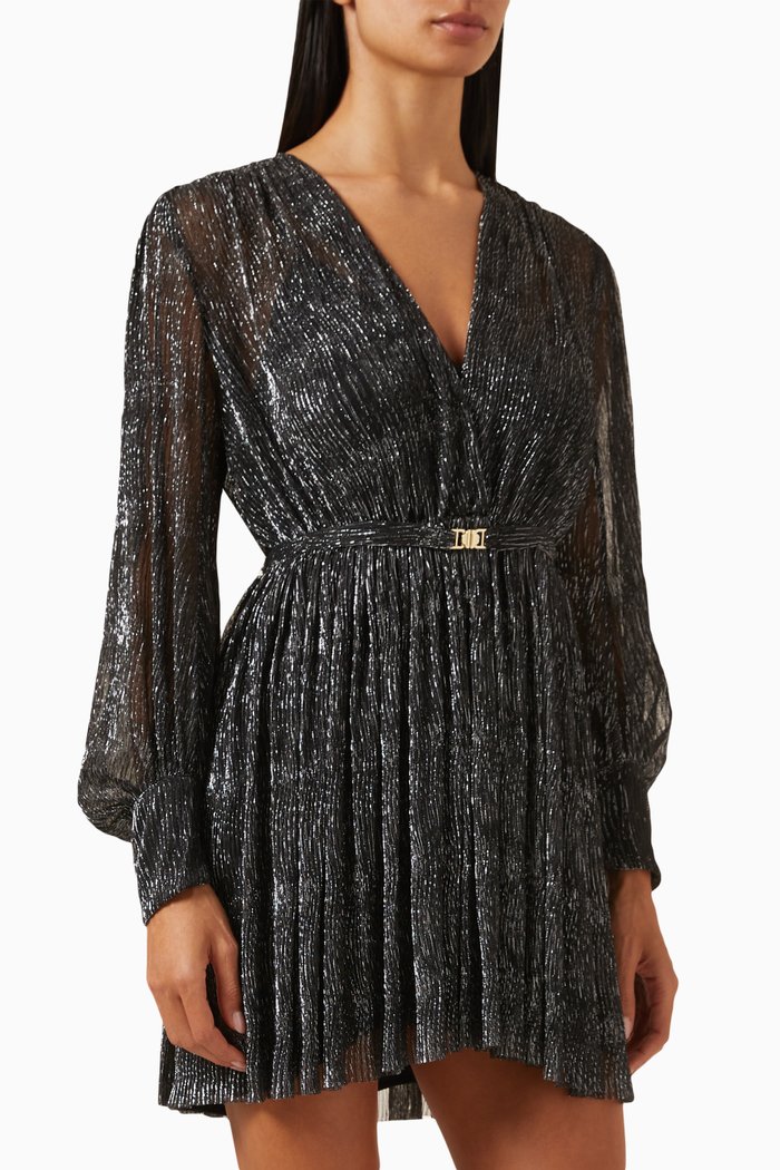 

Rubini Mini Dress in Pleated Satin, Black