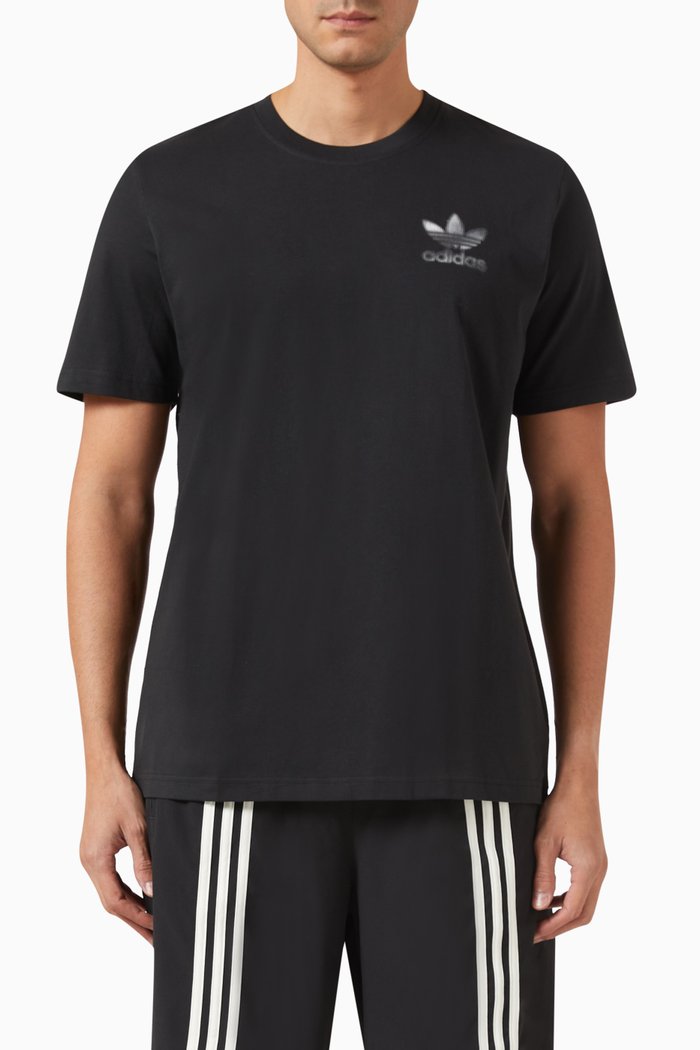 

Blur Trefoil Graphic T-shirt in Cotton Jersey, Black