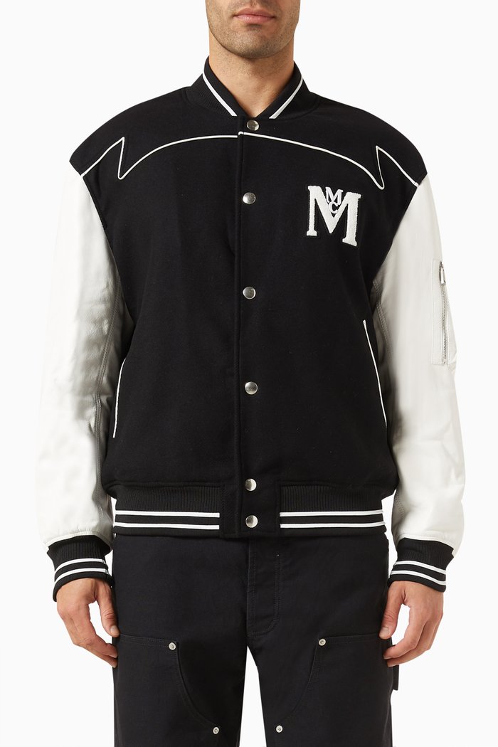 

Alphabet Bomber Jacket in Suede, Black