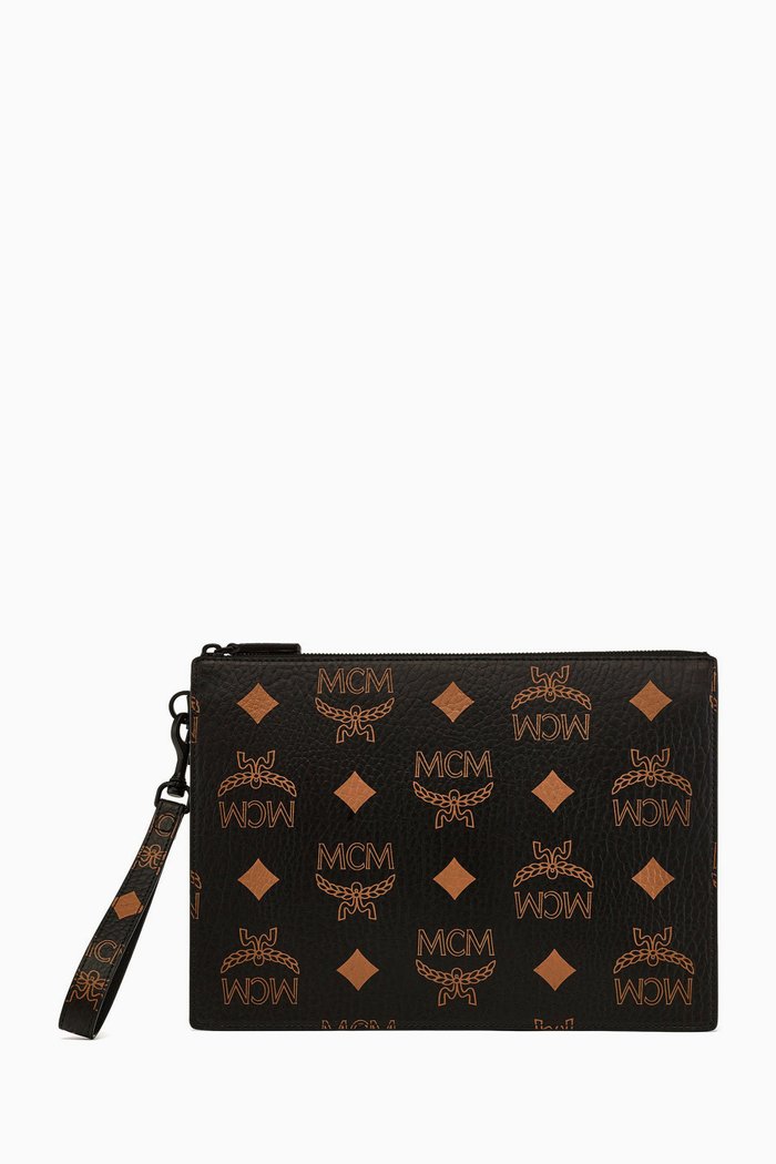 

Aren Wristlet Zip Pouch in Maxi Visetos Canvas, Black