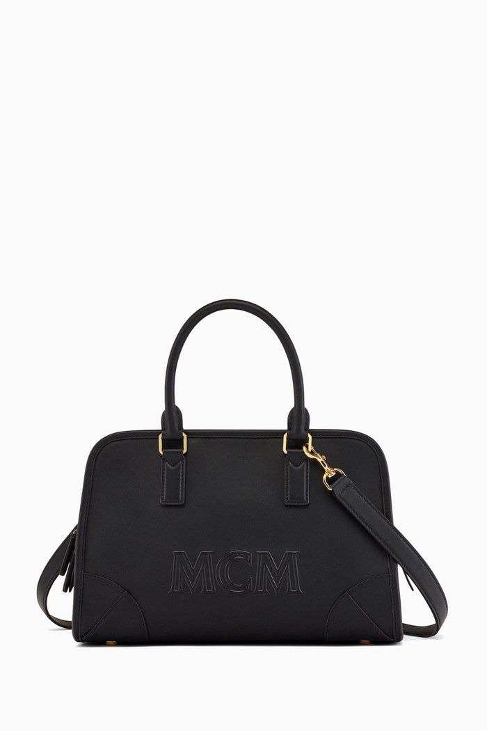 

Medium Aren Boston Bag in Spanish Leather, Black