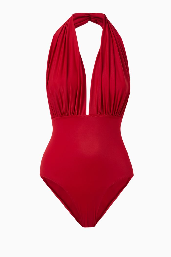 

Halter Low Back Mio One-piece Swimsuit, Red