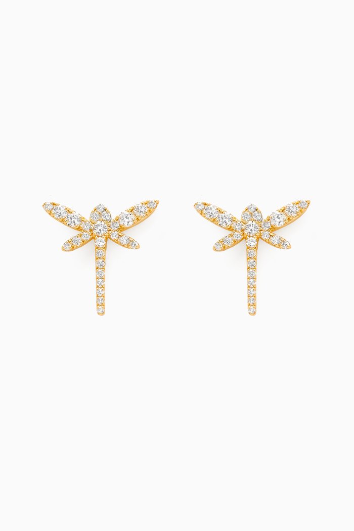 

Dragonfly Diamond Stud Earrings in 18kt Gold, White