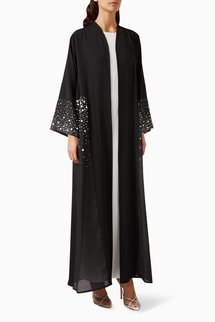 

3-piece Embellished Abaya Set, Black