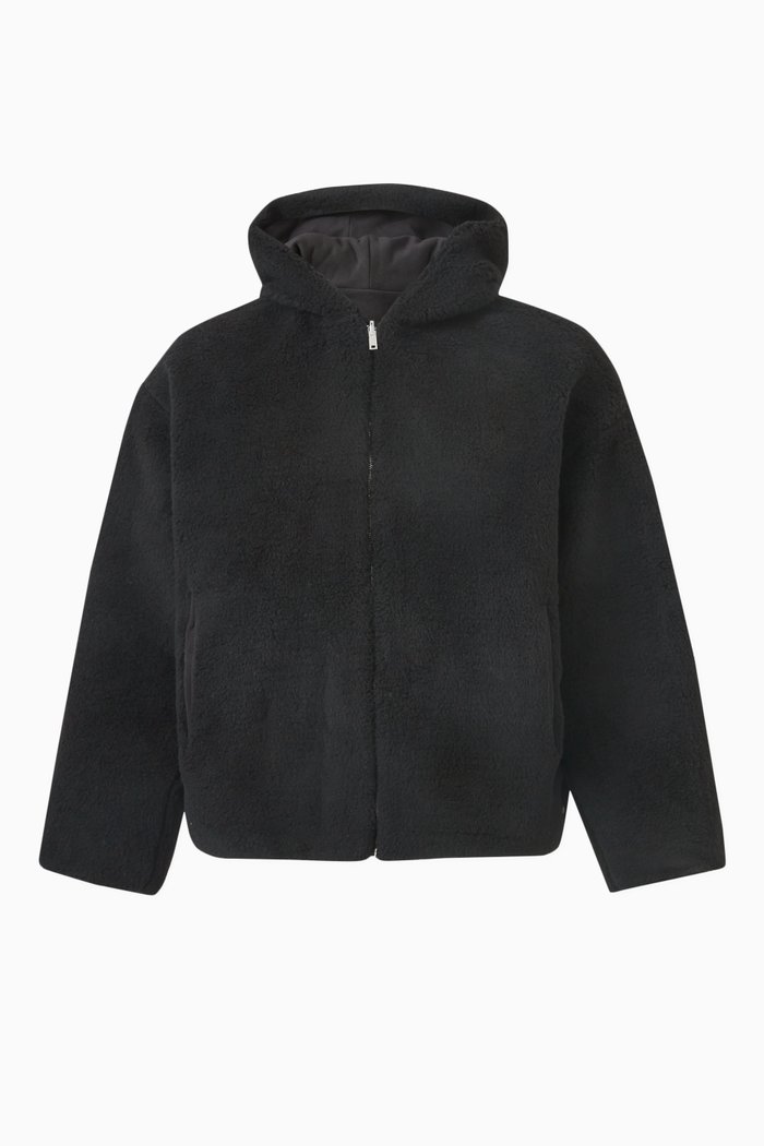 

Unisex Reversible Bomber in Recycled Wool Fleece, Black