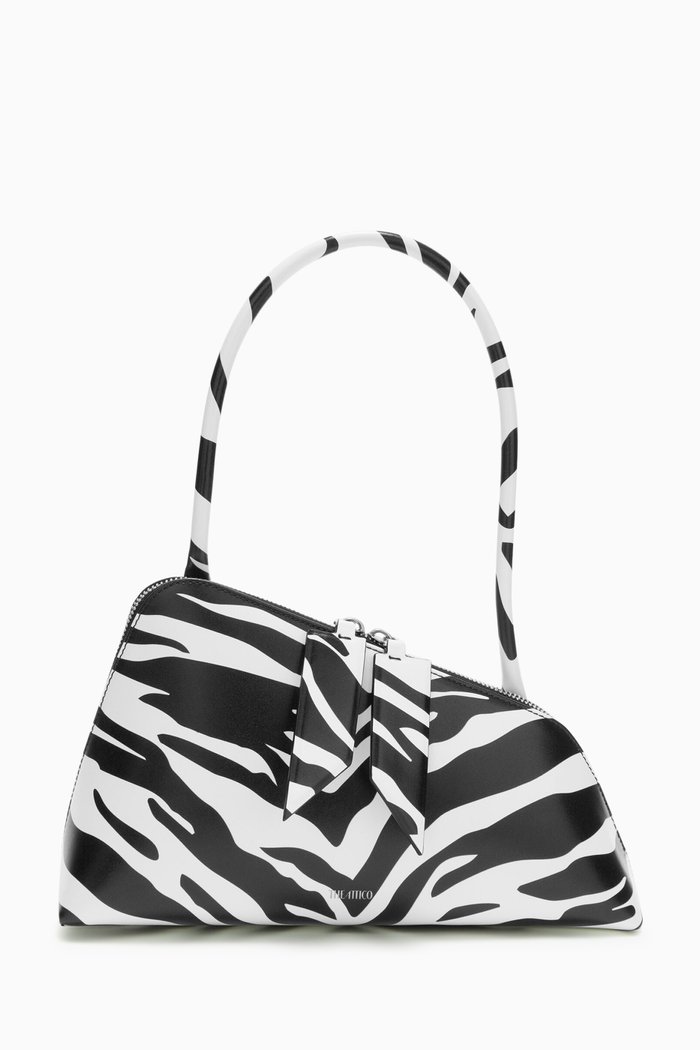 

Sunrise Asymmetrical Shoulder Bag in Calf Leather, Black