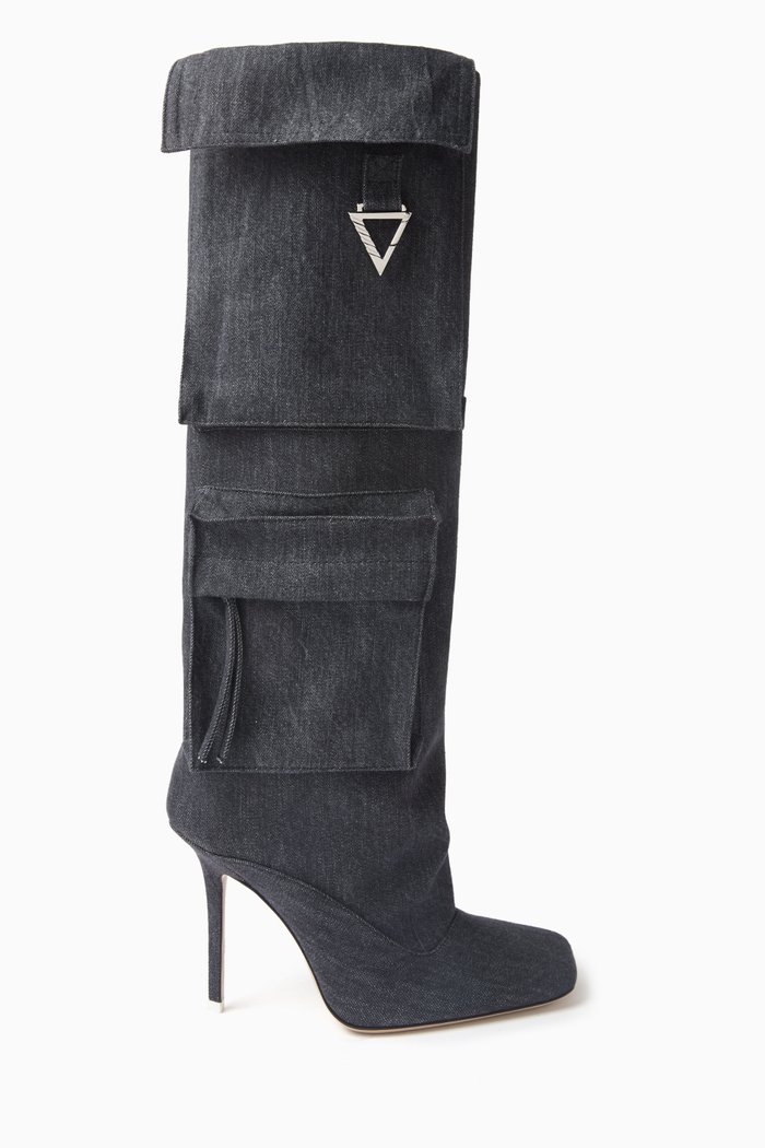 

Sienna 105 Tube Knee-High Boots in Denim, Grey