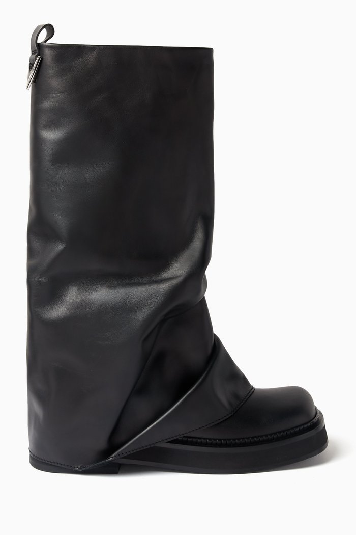 

Robin Combat Boots in Calf Leather, Black