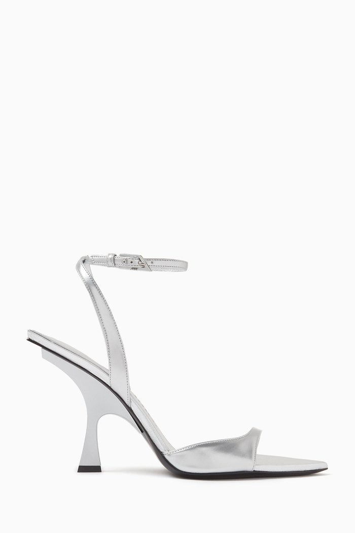

GG 95 Ankle-strap Sandals in Metallic Leather, Silver
