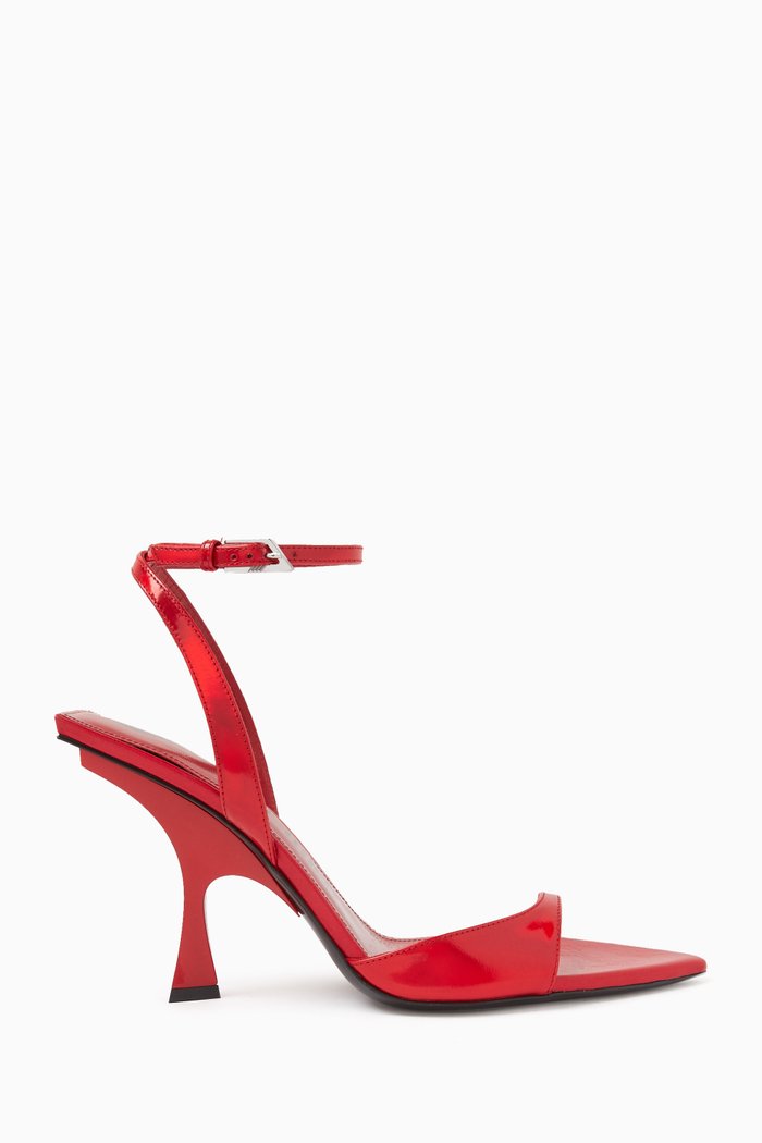 

GG 95 Ankle-strap Sandals in Laminated Leather, Red