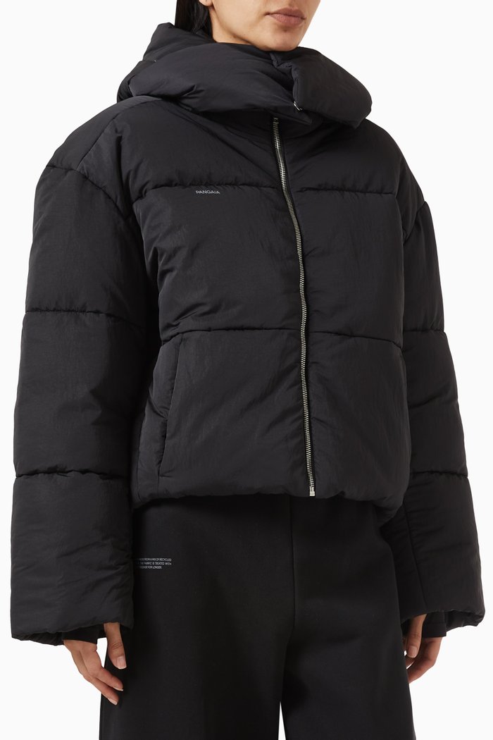 

Cropped Puffers Jacket in Recycled Nylon, Black