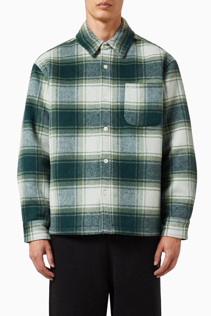 

Ginza Shirt in Wool, Green