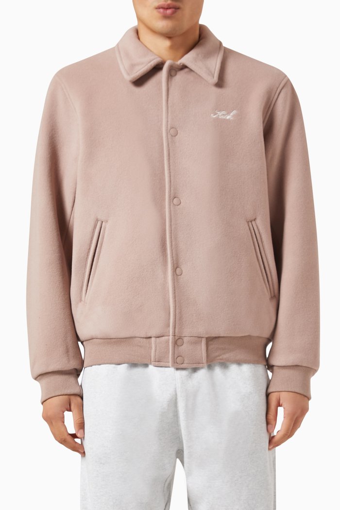 Collared Coaches Jacket in Wool, Red