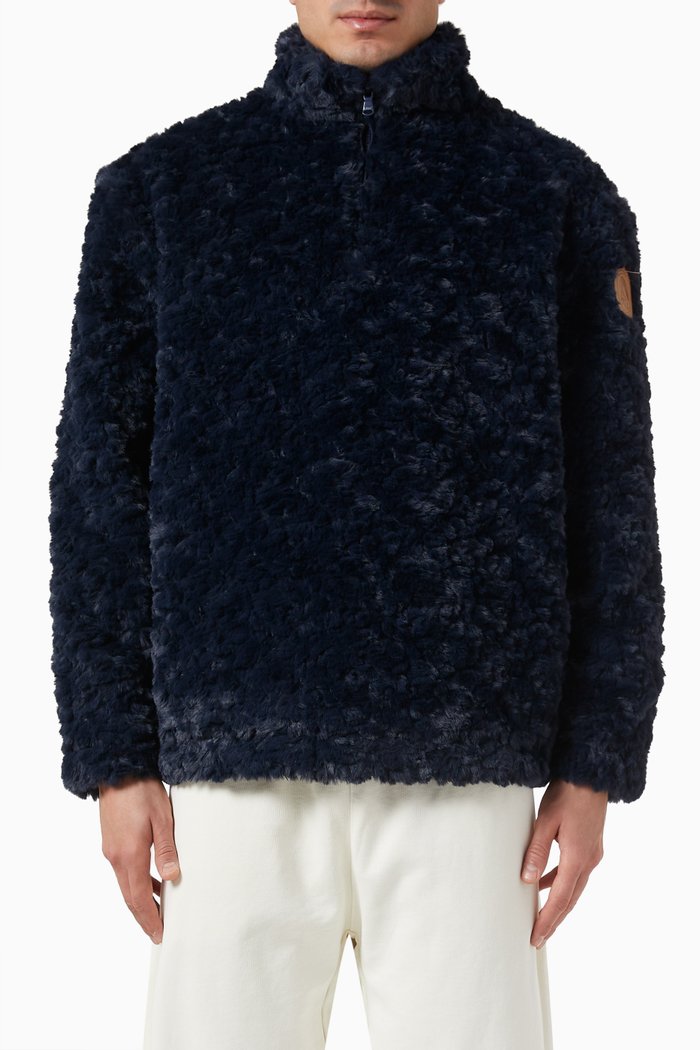 

Claremont Quarter-zip Sweatshirt in Sherpa, Blue