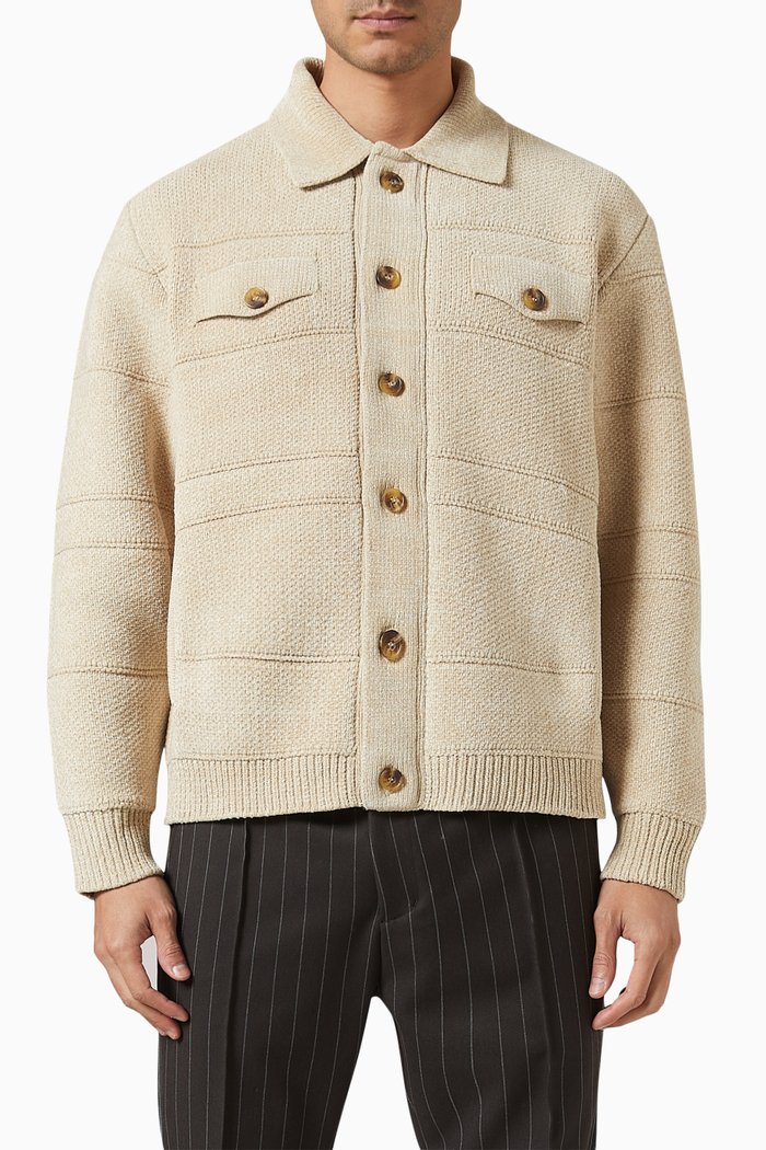 Stiles Trucker Jacket in Chenille-knit, Neutral