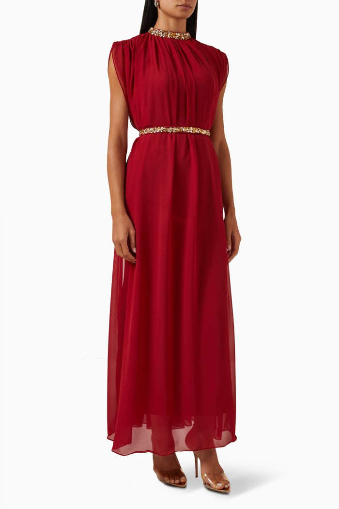 

Amaya Dress in Chiffon, Red