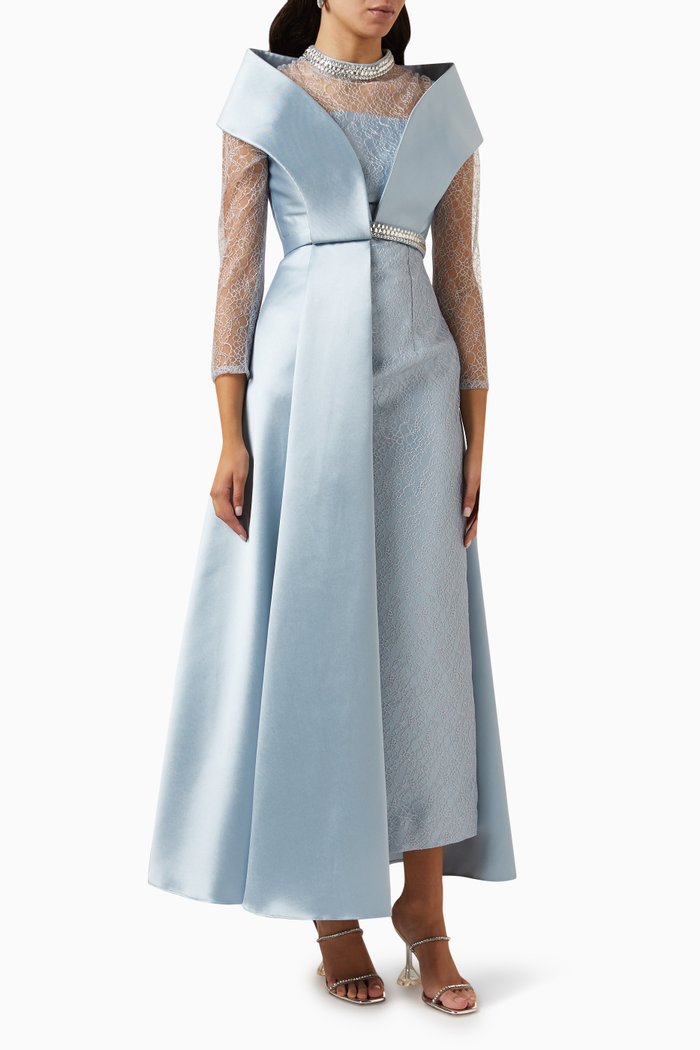 

Lana Dress in Satin, Blue