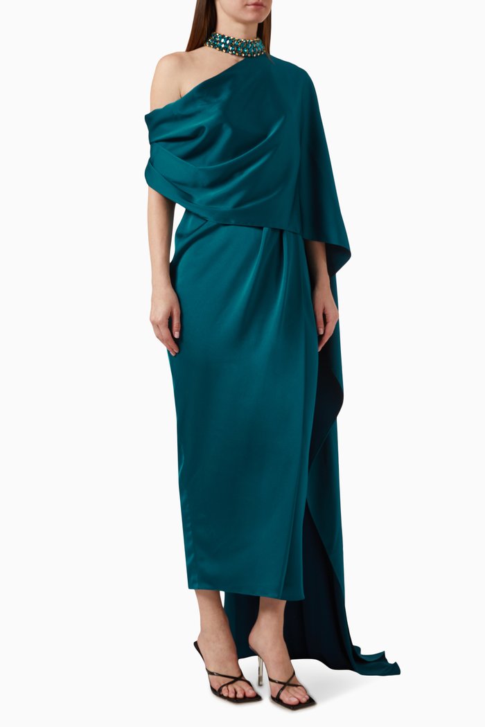 Lena Dress in Satin, Blue