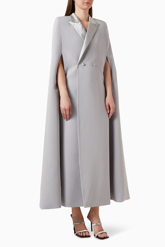 

Lys Cape Dress in Crepe, Blue