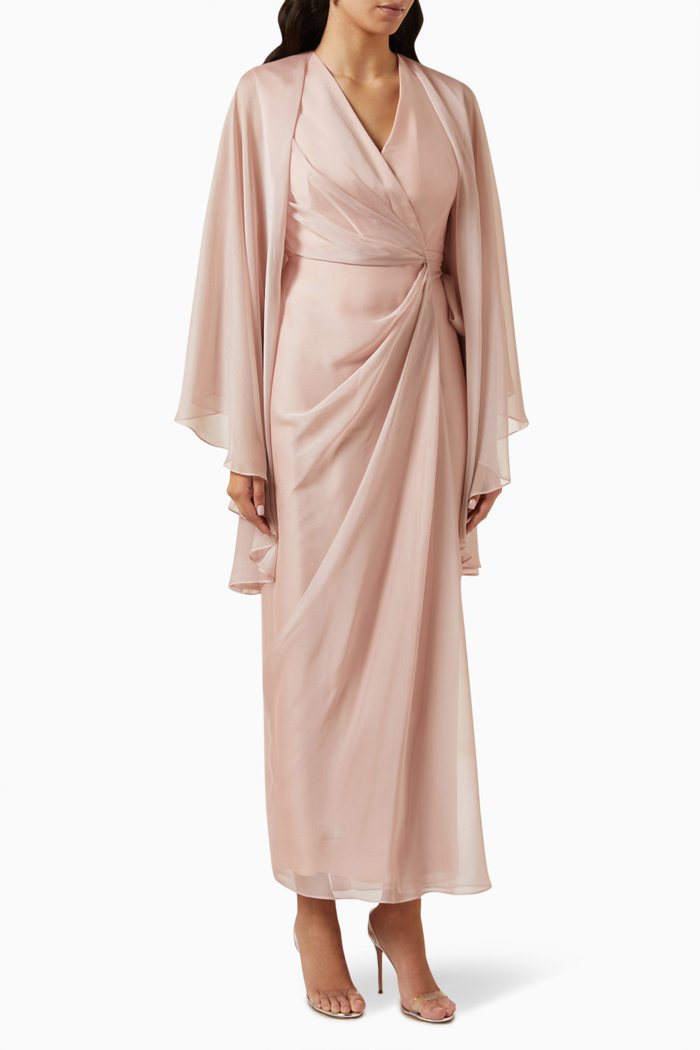 

Lara Dress in Silk & Chiffon, Pink