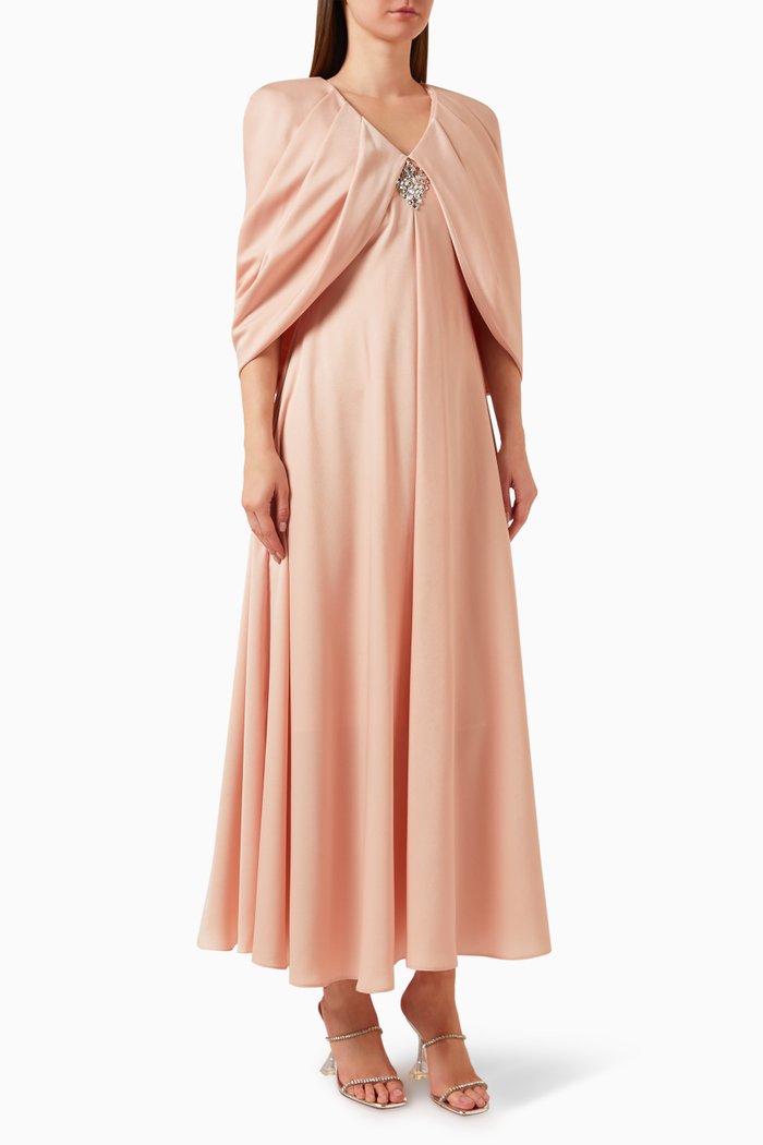 

Cyra Dress in Silk & Chiffon, Pink