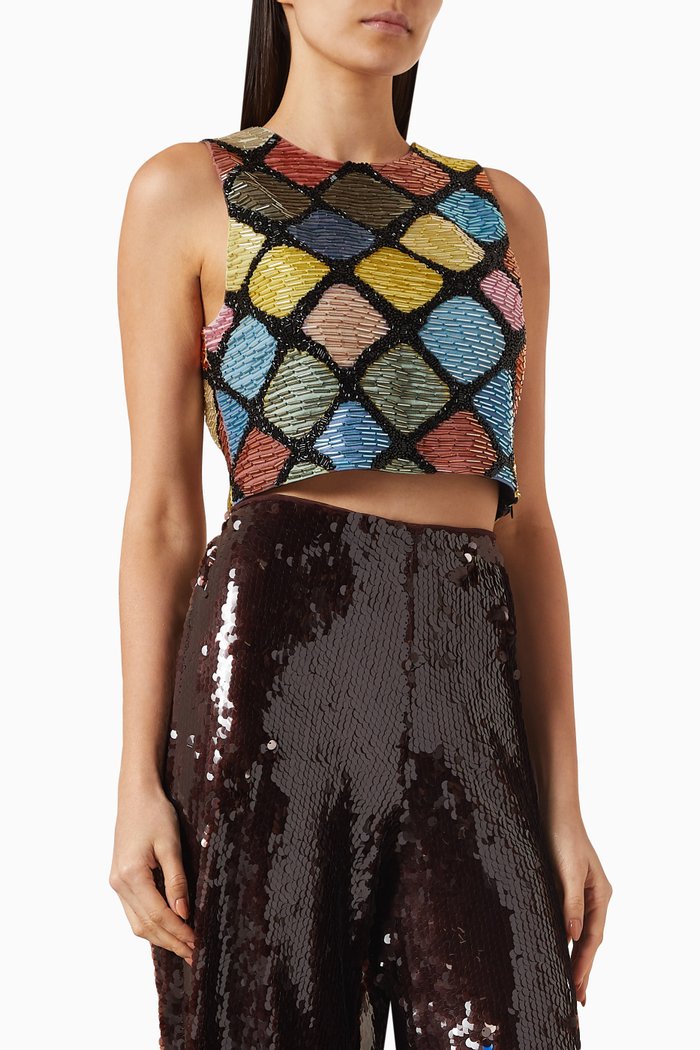 

Alora Beaded Crop Top, Multicolour