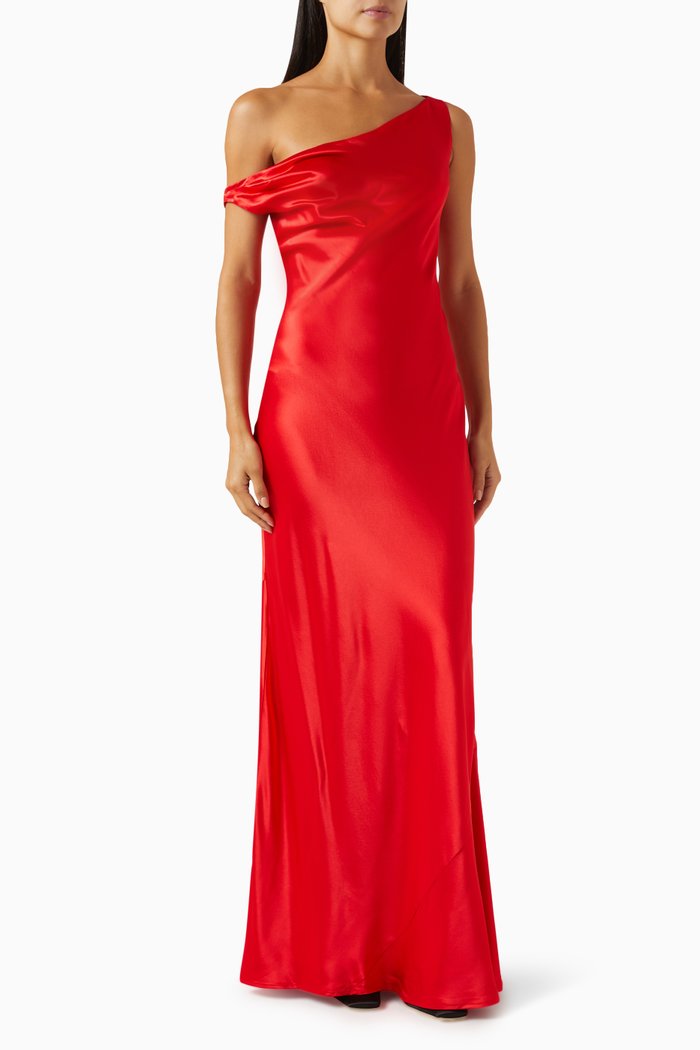 

Ashanti Bias-cut Dress in Satin, Red