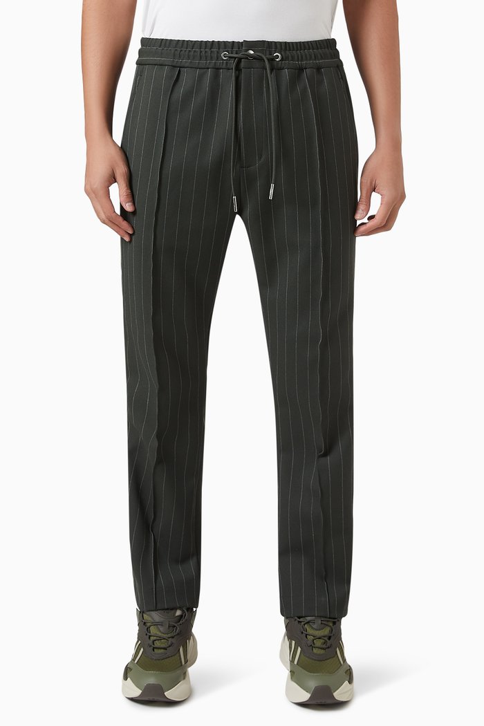 

Mercer Pinstripe Track Pants in Stretch Double-weave Fabric, Green