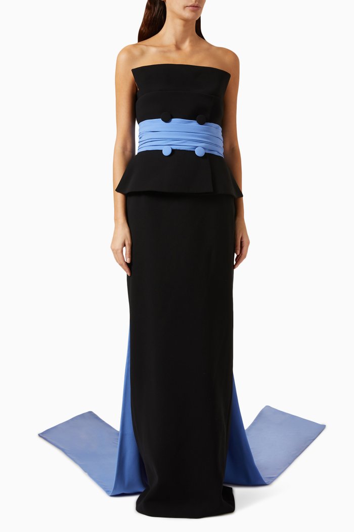 

Belted Maxi Dress in Crepe, Multicolour