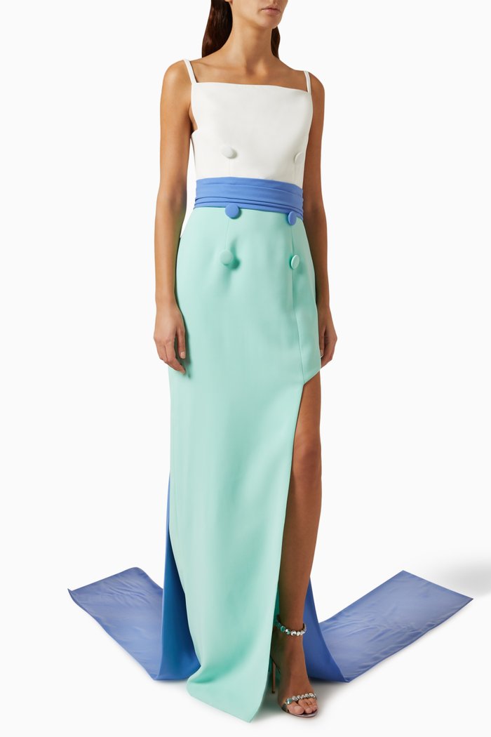 

Colour-block Maxi Dress in Crepe, Multicolour