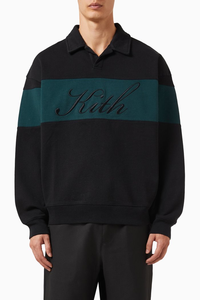 

Nelson Collared Sweatshirt in Cotton Fleece, Black