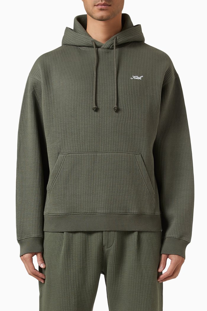Striped Williams III Hoodie in Cotton-blend Interlock, Green