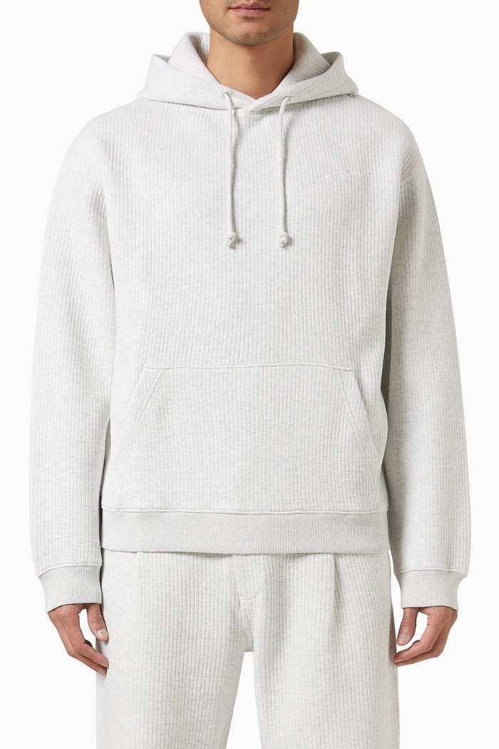 

Striped Williams III Hoodie in Cotton-blend Interlock, Grey