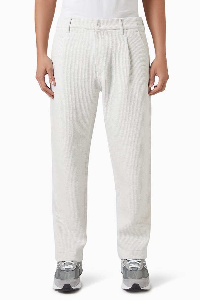 

Striped Garrison Pants in Cotton-blend Interlock, Grey