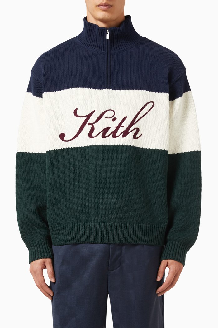 

Wyona Quarter Zip Sweatshirt in Cotton, Blue