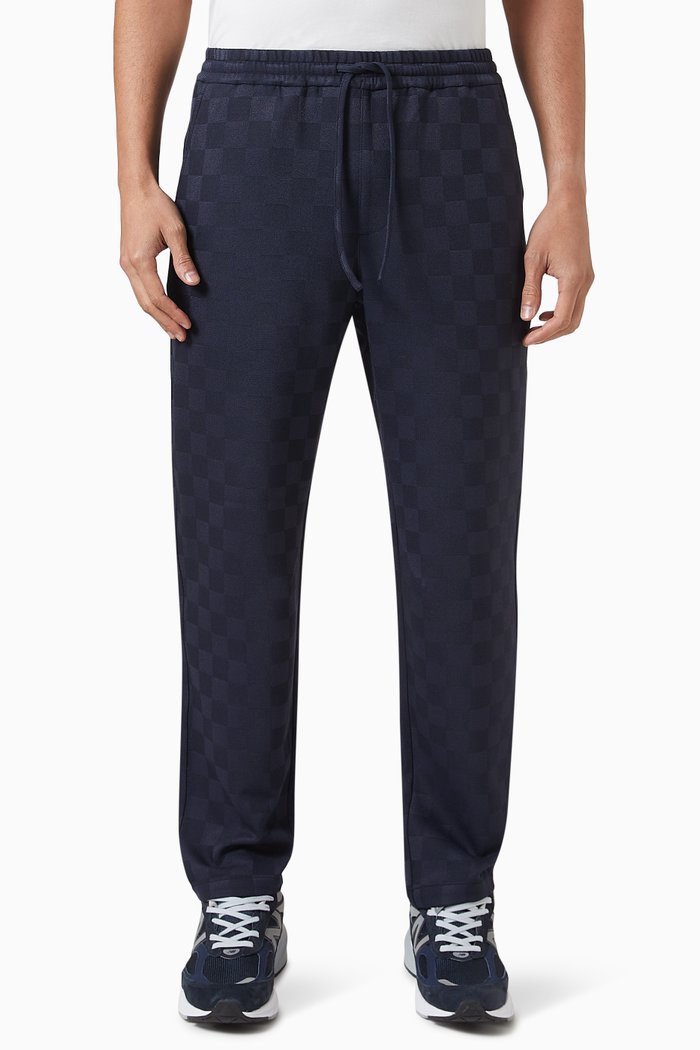 

Elmhurst Checkerboard Pants in Stretch Double-weave Fabric, Blue