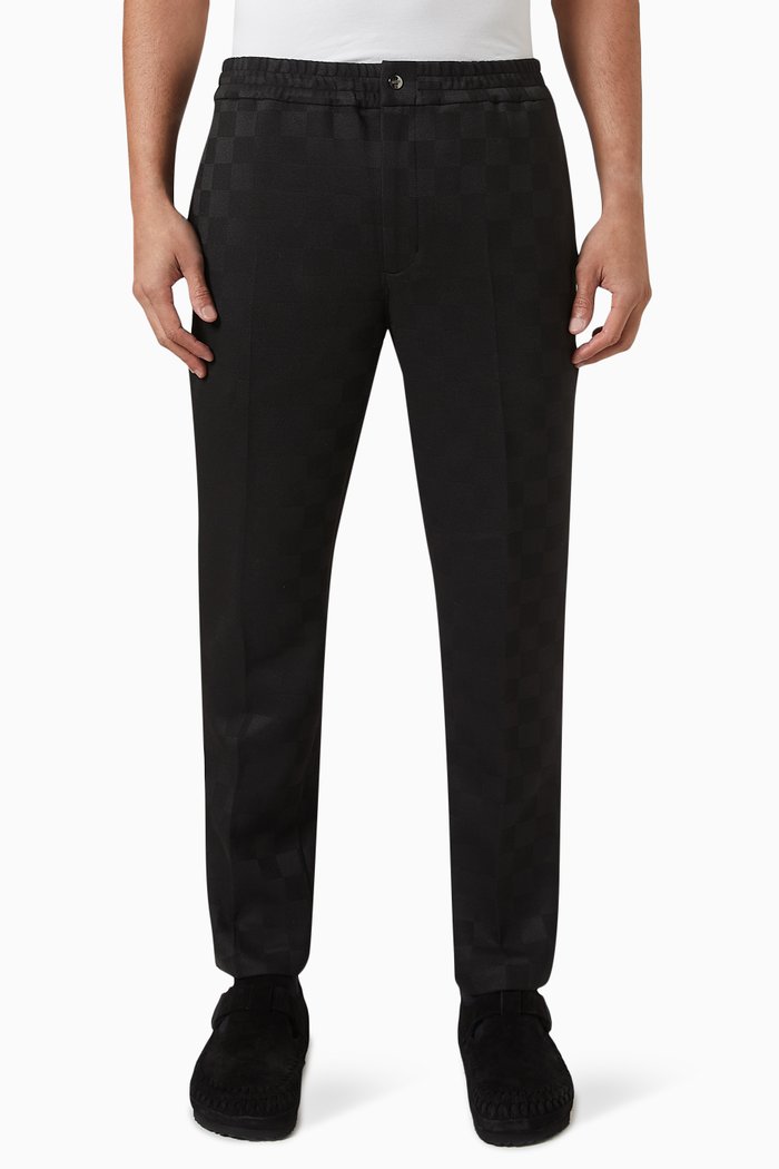Chatham Checkerboard Pants in Stretch Double-weave Fabric, Black