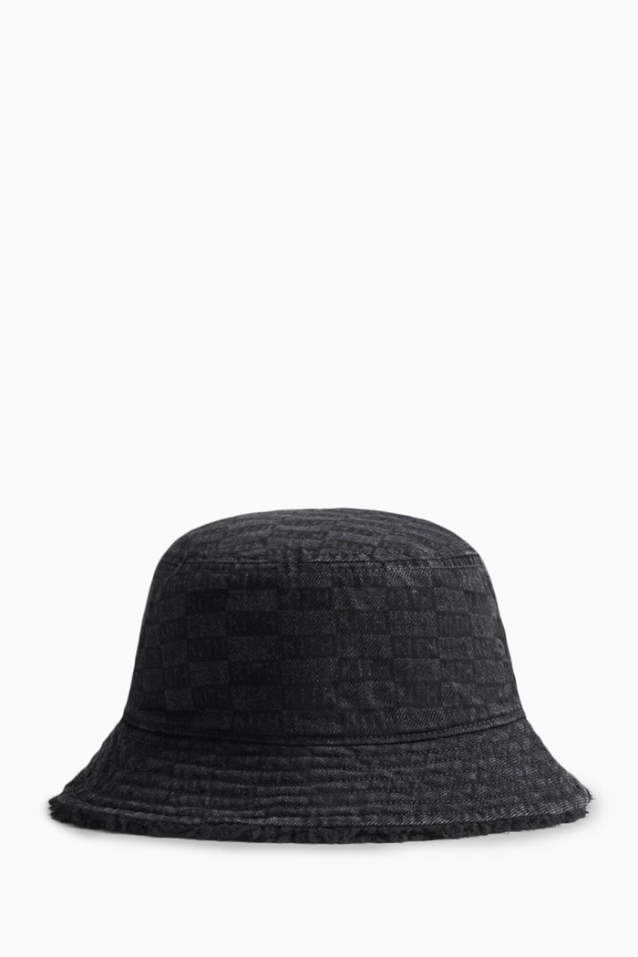 

Reversible Logo Bucket Hat in Denim & Sherpa, Black