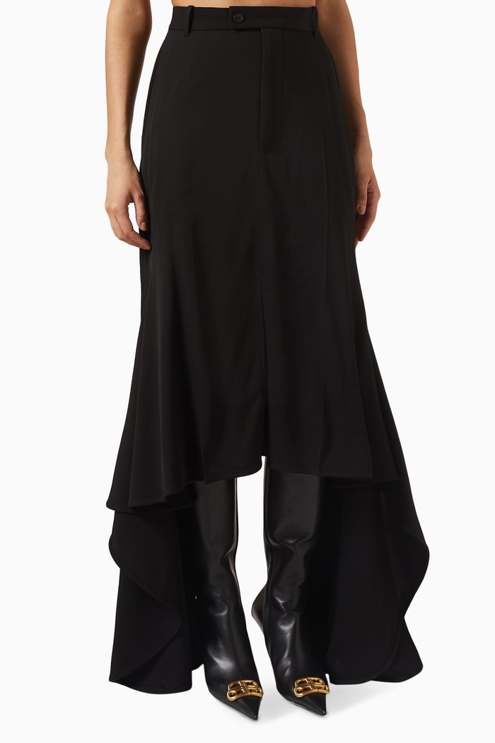 

Deconstructed Godet Skirt in Wool Blend, Black