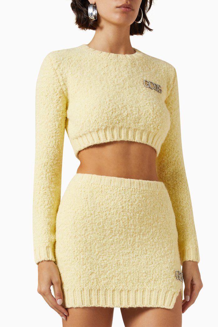 

Logo Hairy Sweater in Viscose-blend Knit, Yellow