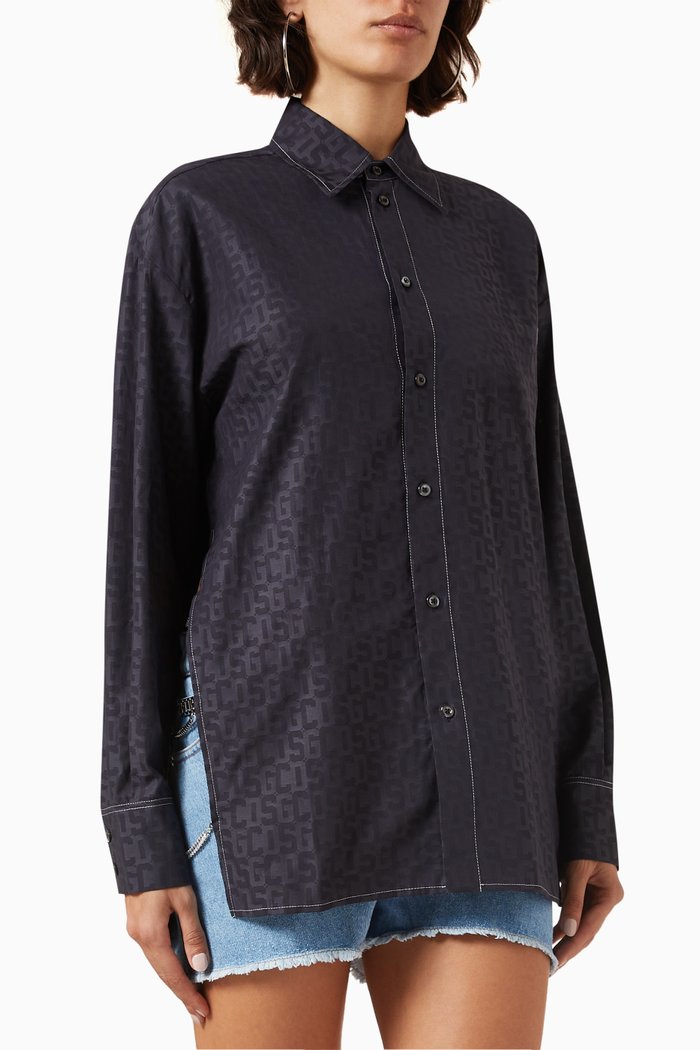 

Bling Monogram Overshirt in Jacquard Cotton, Black