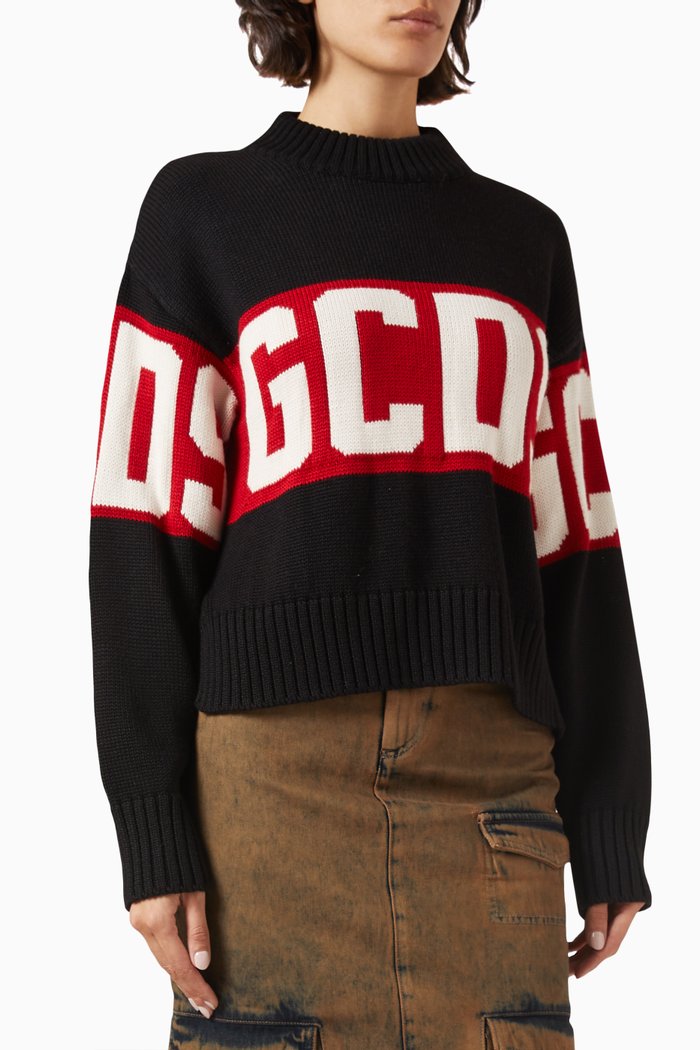 

Logo Band Sweater in Wool-blend, Black
