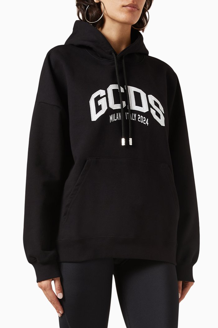 

Logo Oversized Hooded Sweatshirt in Cotton, Grey